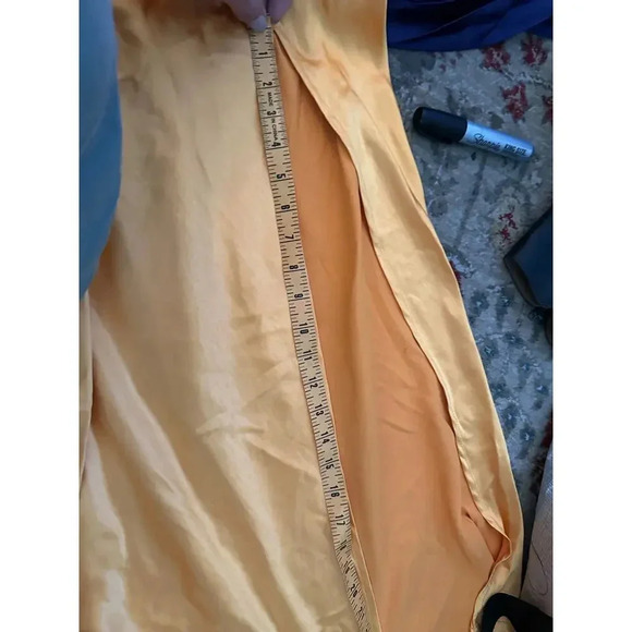 Saint + Secrets Yellow Satin Lace Midi Slip Chemise Dress Size Small - Picture 9 of 9